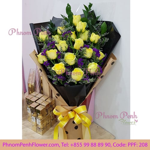 24 Yellow Roses Bouquet – PPF-208