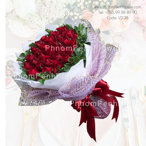 36 Red Roses bouquet - PhnomPenhFlower +855 99 888 990