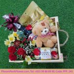 Gifts box with Champagne & Flowers