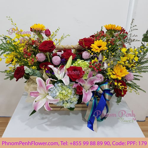 Mixed flowers basket – PPF-179