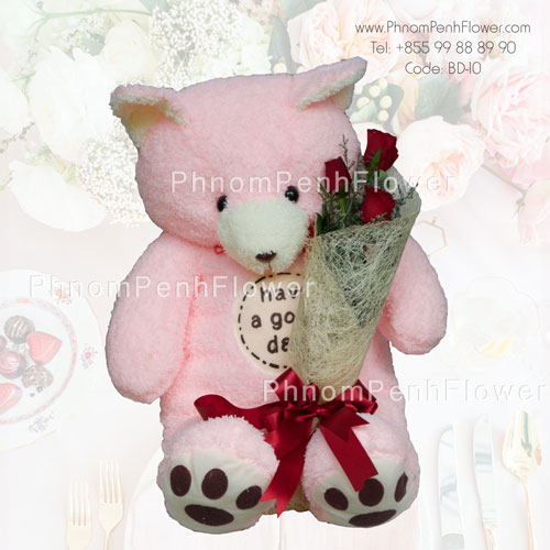 Bear Hug a bouquet of 3 roses – BD-10