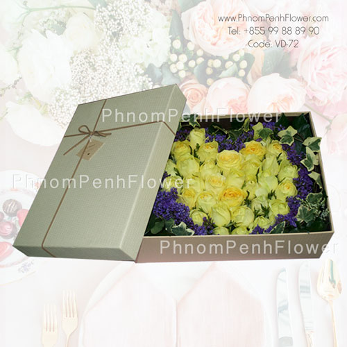 Yellow rose in box -VD-72