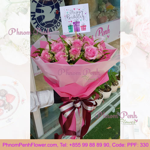 PPF-330 Pink Rose Hand bouquet