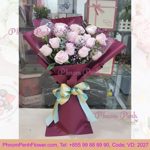 18 Light Pink Roses bouquet – VD - 2027