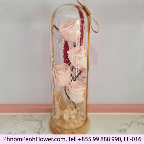 Pastel Pink Rose Glass Dome