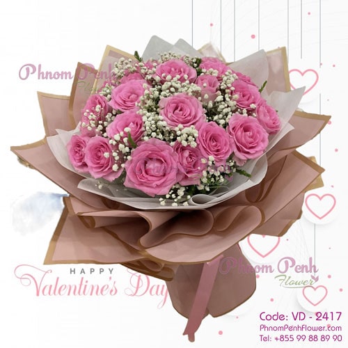 Beautiful 24 pink roses bouquet