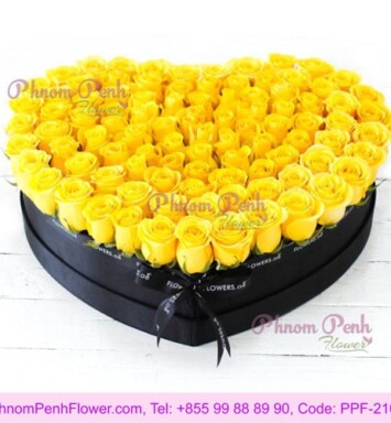 100 Yellow Rose Large Heart shaped Box