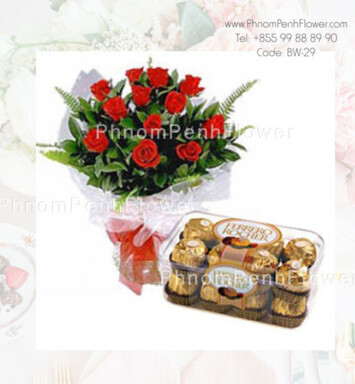 12 roses bouquet with chocolate -BW-29