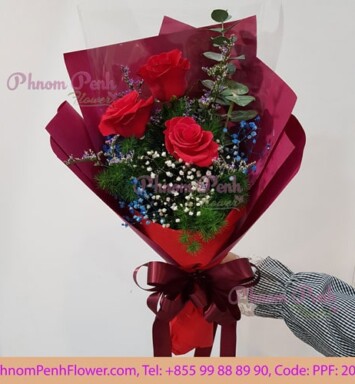 3 Red Roses Bouquet
