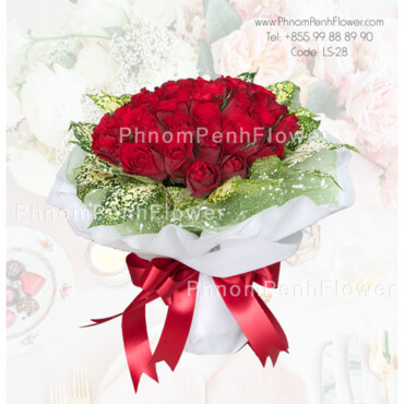 Hand bouquet 36 Red Roses – Phnom Penh Flower Cambodia