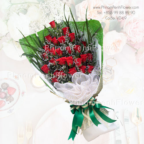 36 Red Roses bouquet – VD-69 – Phnom Penh Flower Cambodia