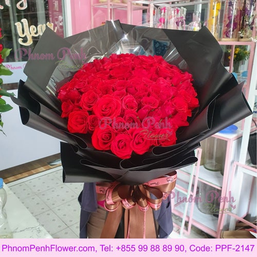 52 Premium Red Roses bouquet