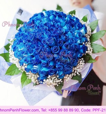 99 Stalks blue rose bouquet