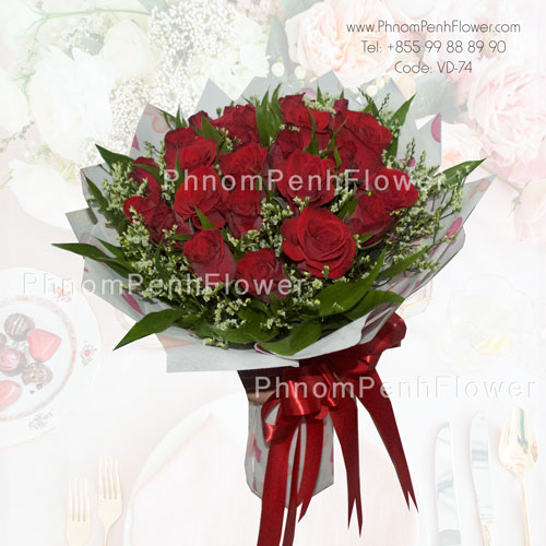 Red 18 Roses Layout Elegant 18 red rose bouquet – Phnom Penh Flower Cambodia