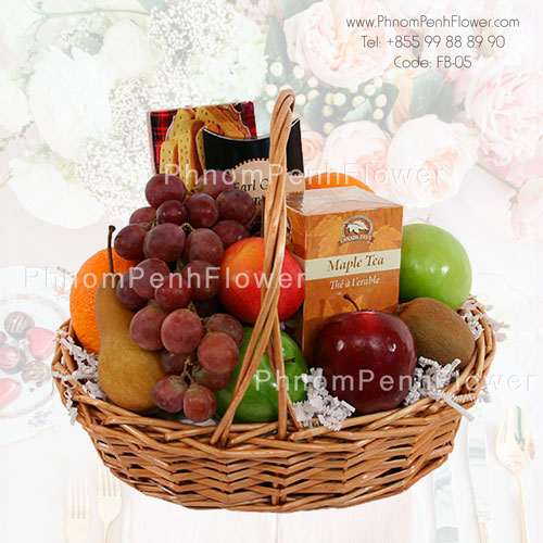 Fruit & cookies basket arrangement