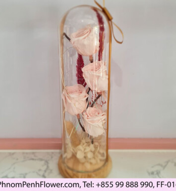 Pastel Pink Rose Glass Dome