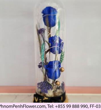 Pastel Blue Rose Glass Dome