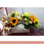Red Wine gift with flowers decoration - PPF -292