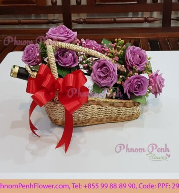 Flowers & Red Wine gift - PPF-294