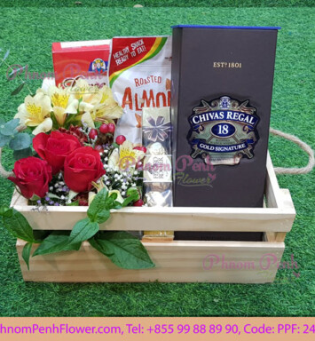 Gifts box with Chivas & Flowers