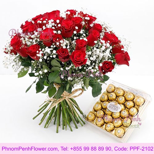 In full bloom the love 36 red roses in bouquet