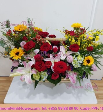 Seasonal mixed cut flower basket - PPF-180