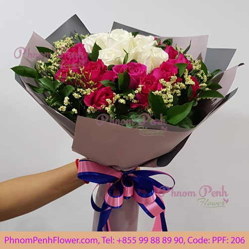 36 mixed Pink & White Rose