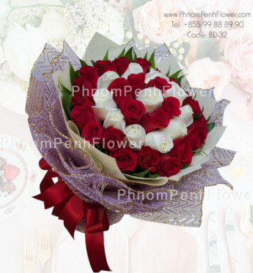 Mixed 36 Pink & White Rose – BD-32