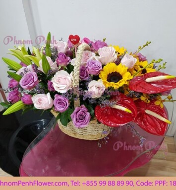 Mixed Cut Flowers Basket PPF-188