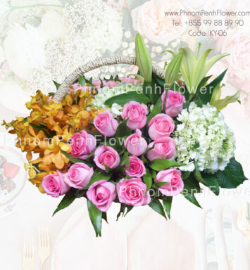 Orchid & Mixed flower basket