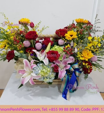 Mixed flowers basket – PPF-179