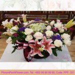 Basket of Pink lily & rose