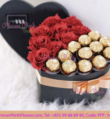 Eternal Roses & Sweets (Ferrero) in heart box