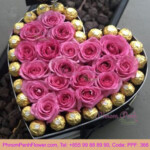 Pink Preserved Roses in a heart box