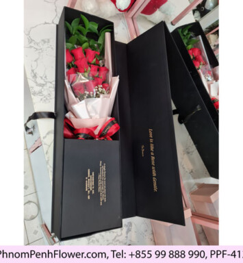 12 Red Roses bouquet in box – PPF-412