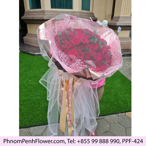 Premium 99 red rose bouquet - Image 2