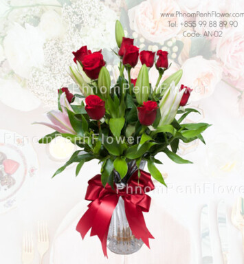 Red Roses and Pink Lily – AN-02