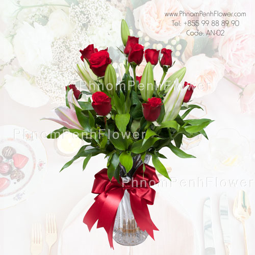 Red Roses and Pink Lily – AN-02