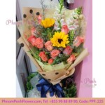 Sunflower with orange rose bouquet - PPF -225