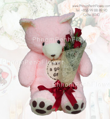 Bear Hug a bouquet of 3 roses – BD-10
