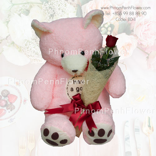 Bear Hug a bouquet of Single rose – BD-11