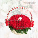 Romantic red rose basket