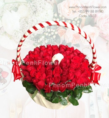 Romantic red rose basket