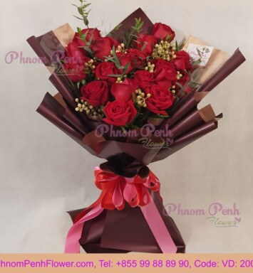 Bouquet of 18 red roses