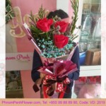 3 red rose bouquet