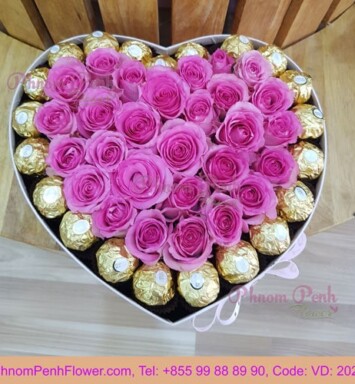 Pink Roses in a heart Shaped