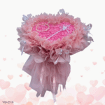Artificial heart pink rose bouquet