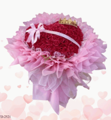 Artificial heart red rose bouquet