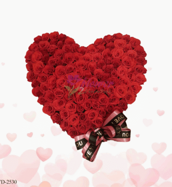Heart box of red roses