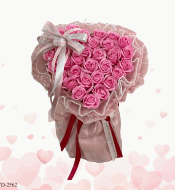 Artificial 36 heart pink rose bouquet